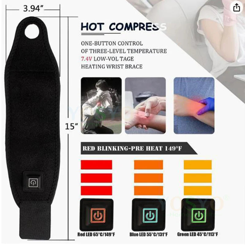 Adjustable Heated Wrist Support Sleeve